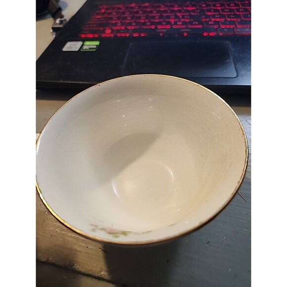 Vintage Pope-Gosser China Tea Cup – Floral Gold Trim – Elegant Collectible - Picture 8 of 10